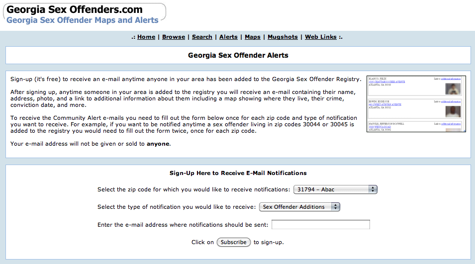 Georgia Sex Offenders Alerts